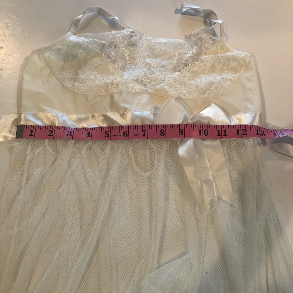 VINTAGE White Eyelash Lace Bow WEDDING NIGHTGOWN❤️ - Picture 12 of 13